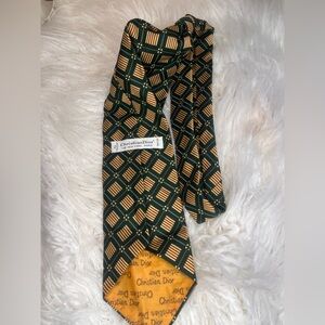 Dior Green and Gold Patterned Tie